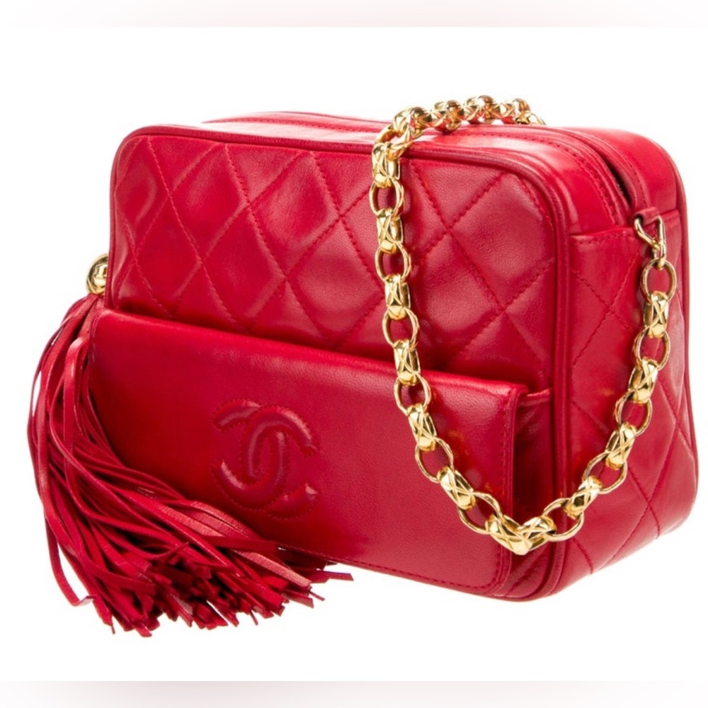Chanel CC quilted tassel camera bag
